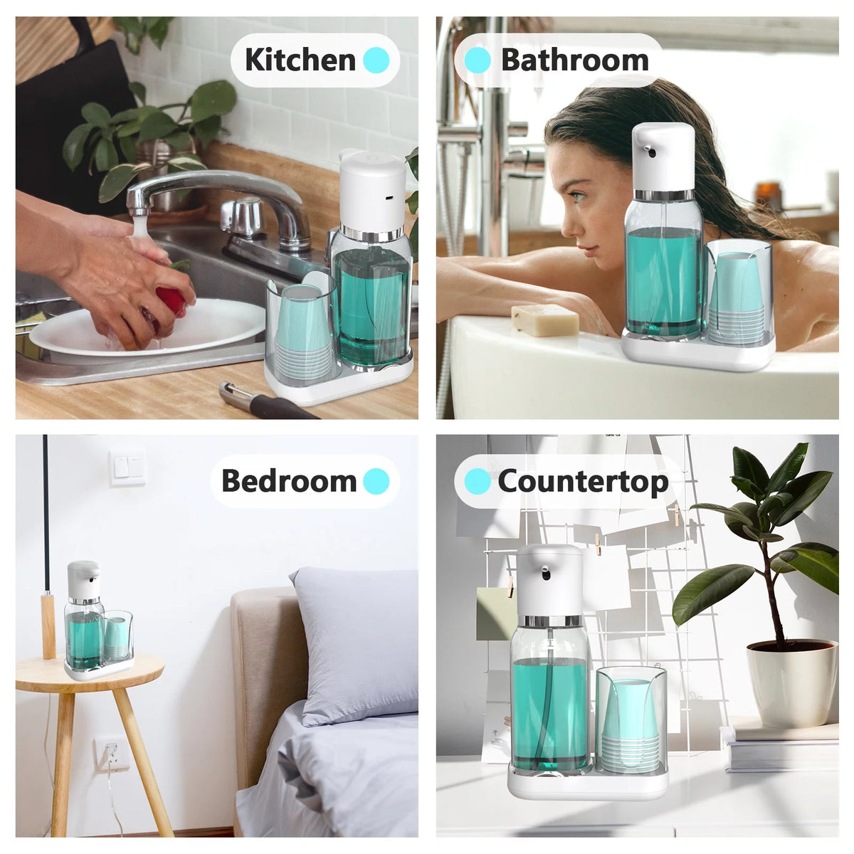 25oz Electric Mouthwash Dispenser with Cup Holder D124