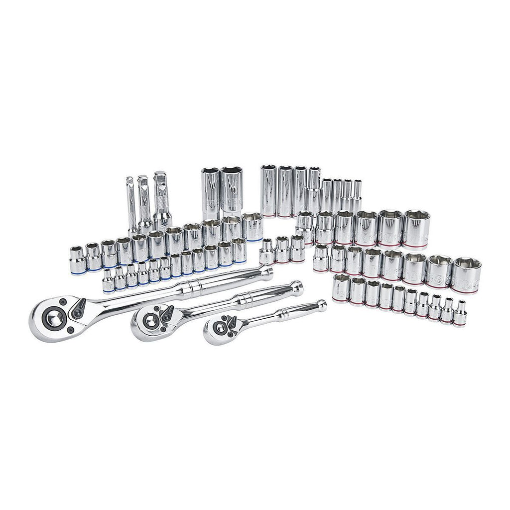 1/4 in., 3/8 in., and 1/2 in. Drive SAE and Metric Socket Set, 66-Piece N124849