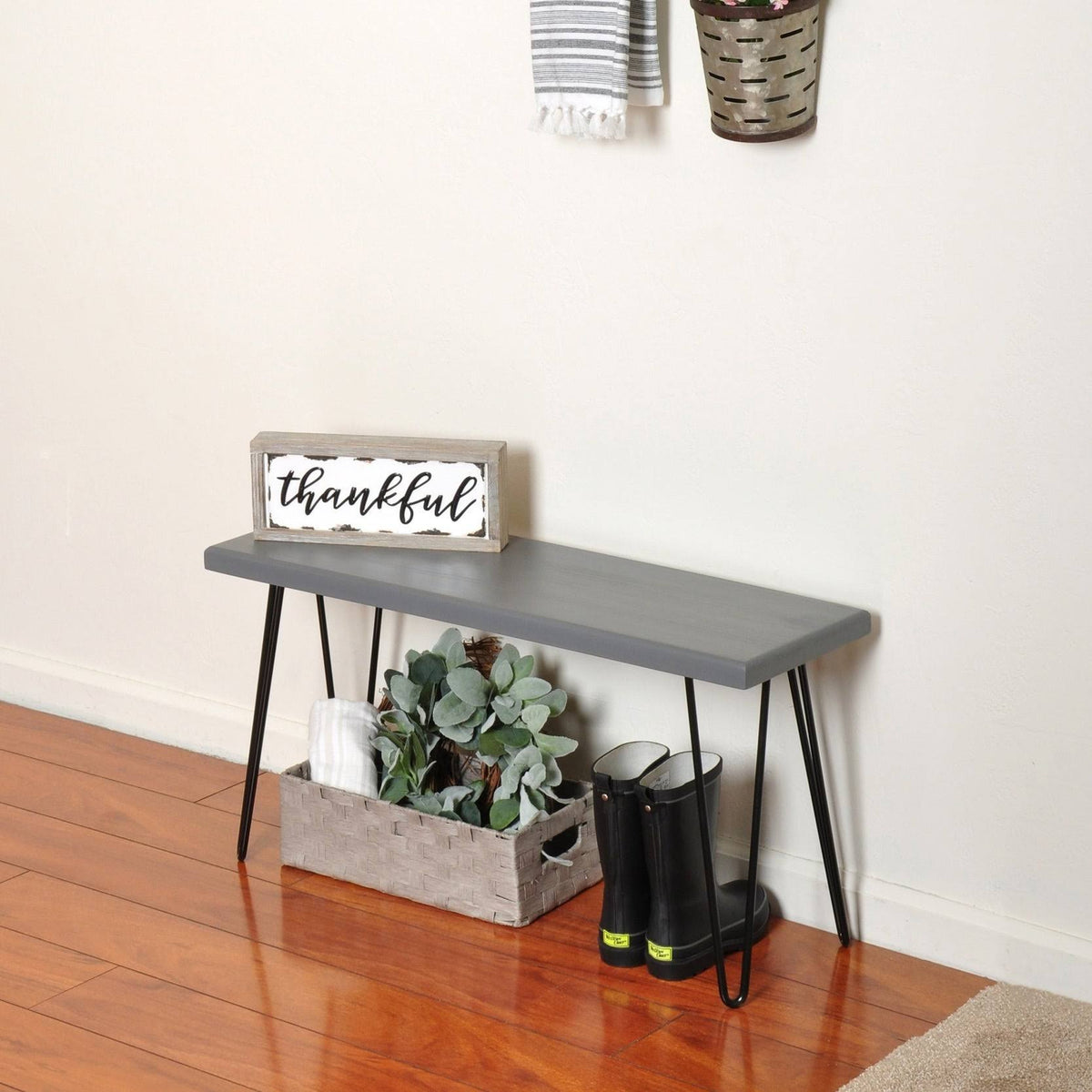 Dark Brown Wood Bench I4104