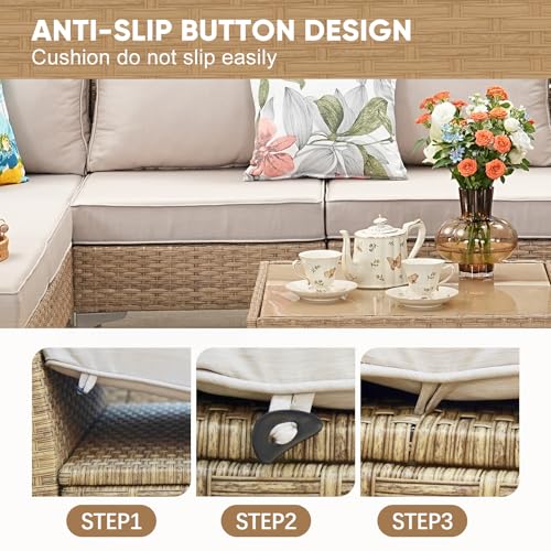 7 Piece Wicker Patio Furniture Set with Coffee Table N69688