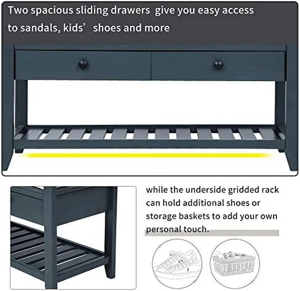 Shoe Rack with Cushioned Seat and Drawers S528