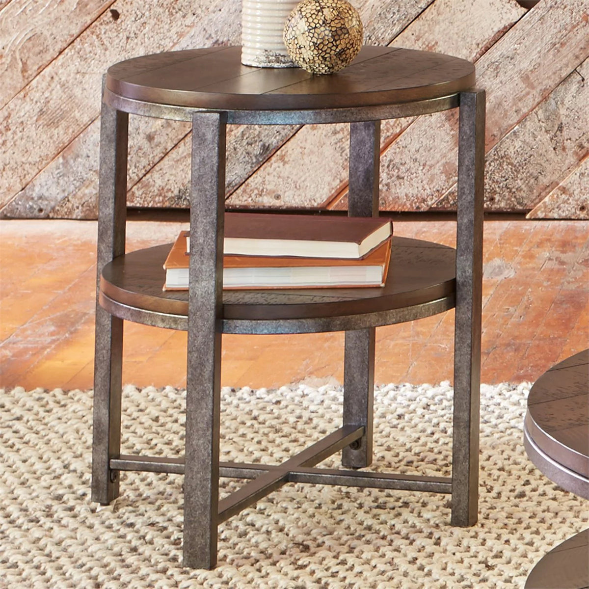 Medium Brown Round End Table T834951