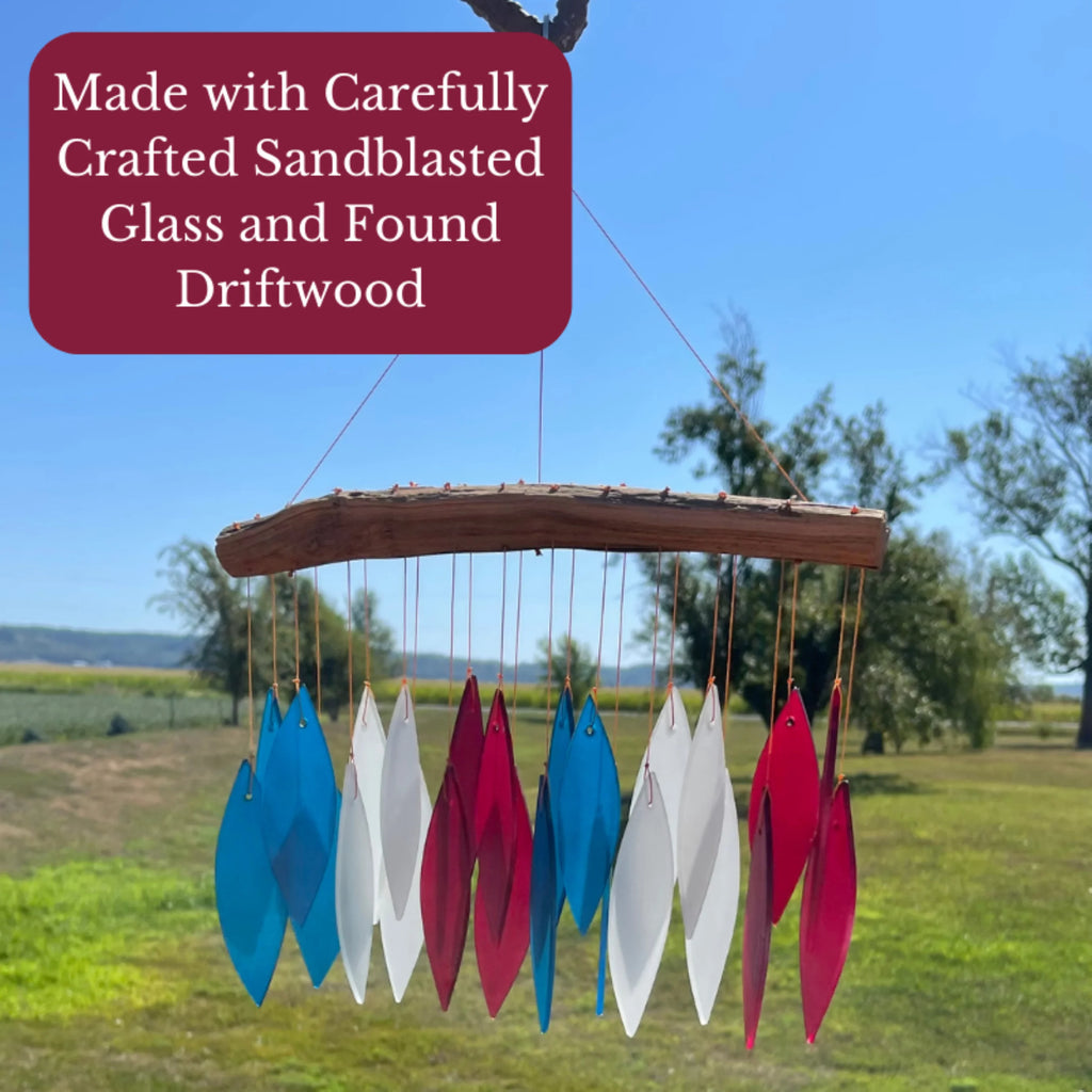 Glass Wind Chime Red White and Blue A6570