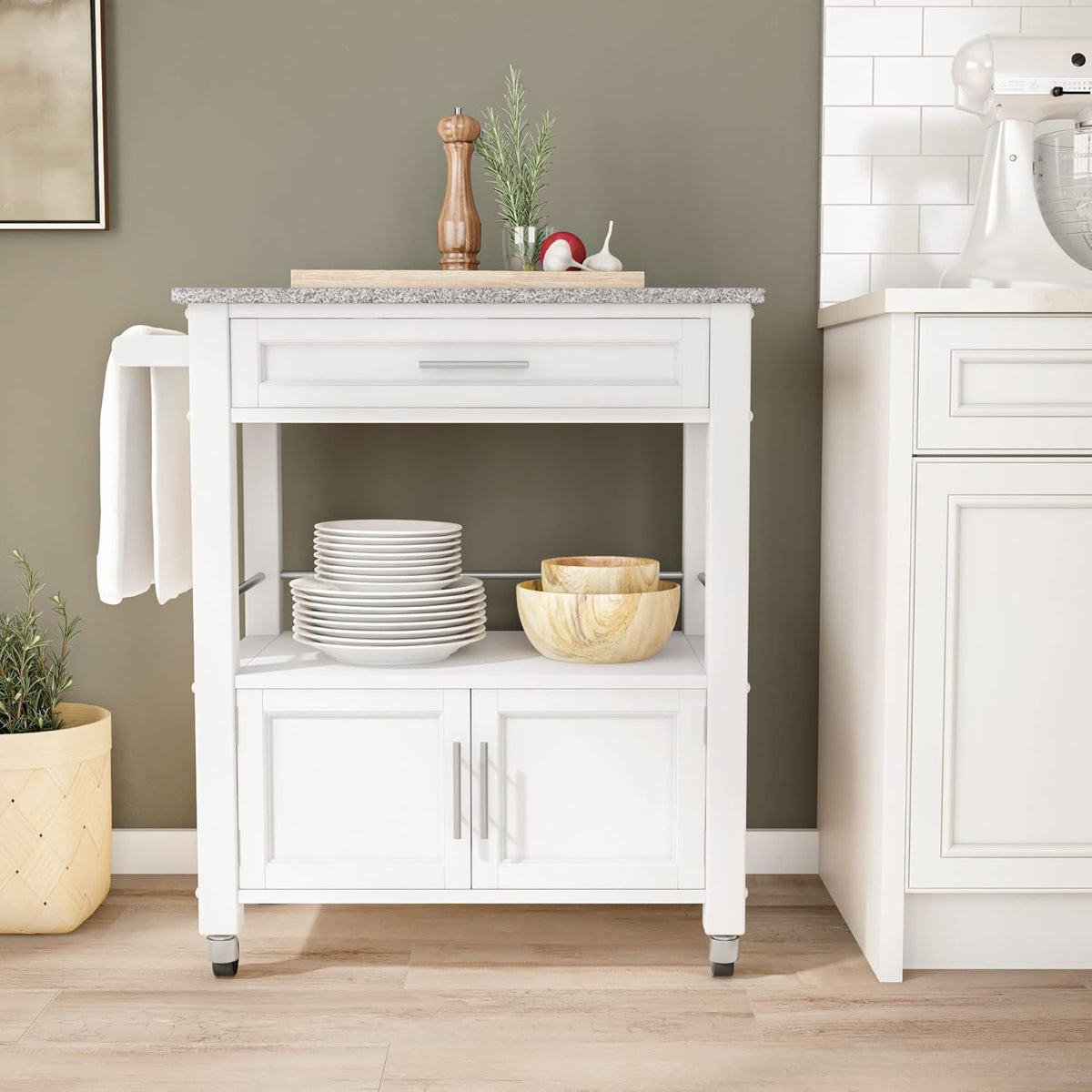 White Kitchen Cart T9407