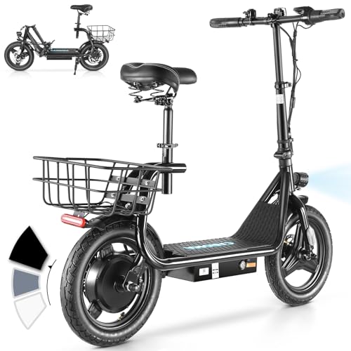 1200W Electric Scooter with Seat, 14" Tire, 500Wh Battery E450