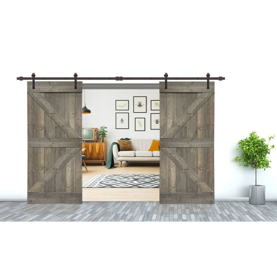 Stained K Double Barn Door with Hardware Kit T697