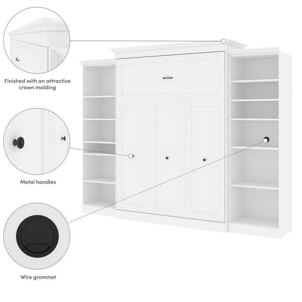 Queen Wall Bed with Storage in White T574618