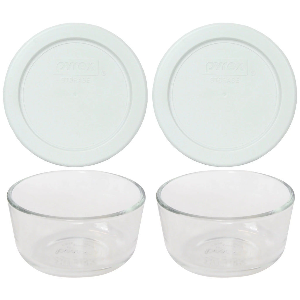 1-Cup Clear Round Glass Food Storage Bowl with Lid (2-Pack) Y8541