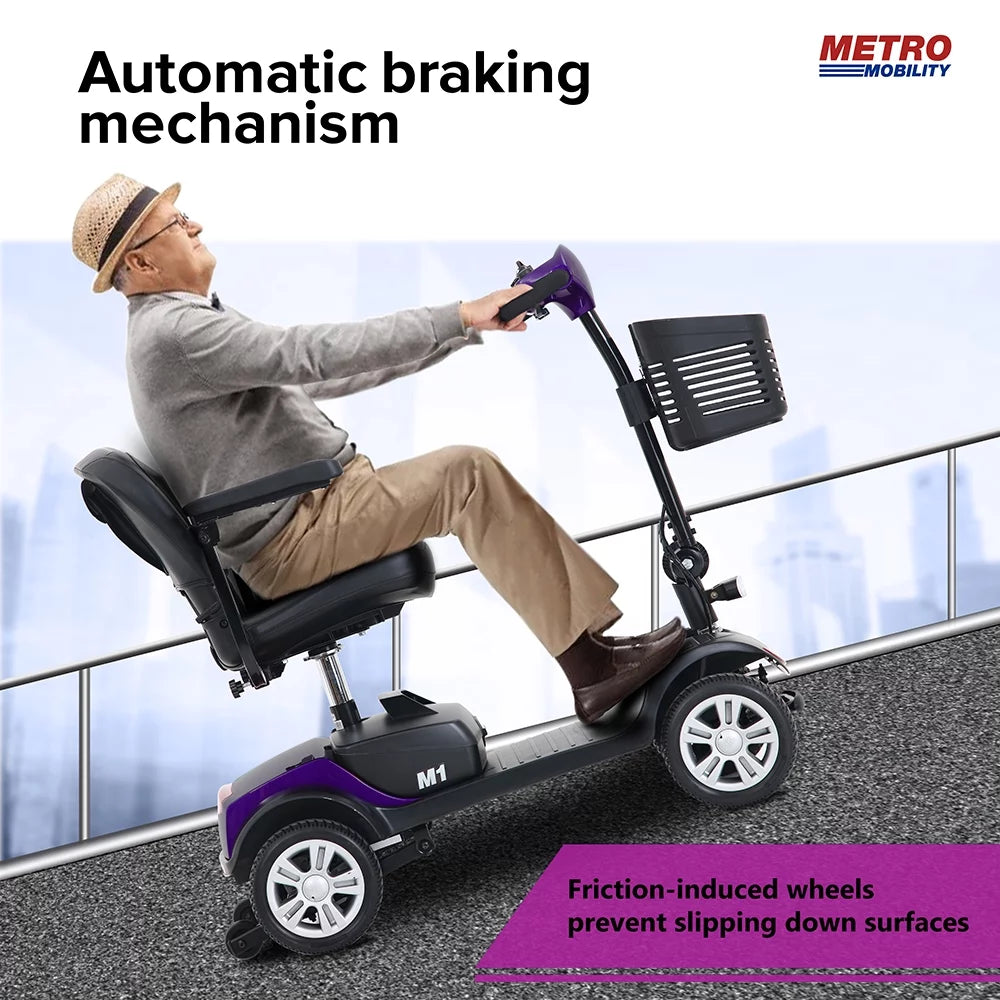 4 Wheel Purple Mobility Scooter with Detachable Basket O75716