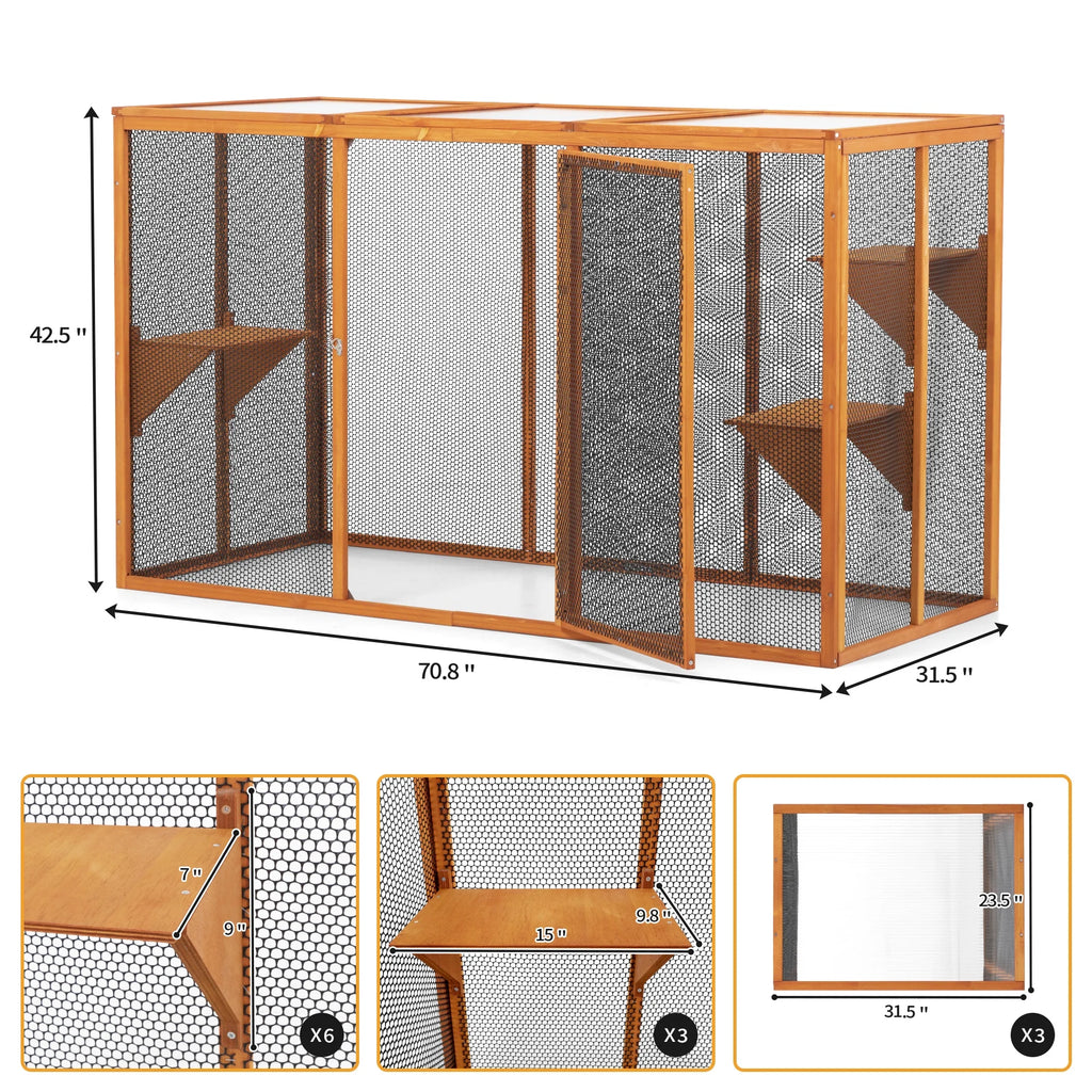 Wood Outdoor Cat House with Platforms F4894