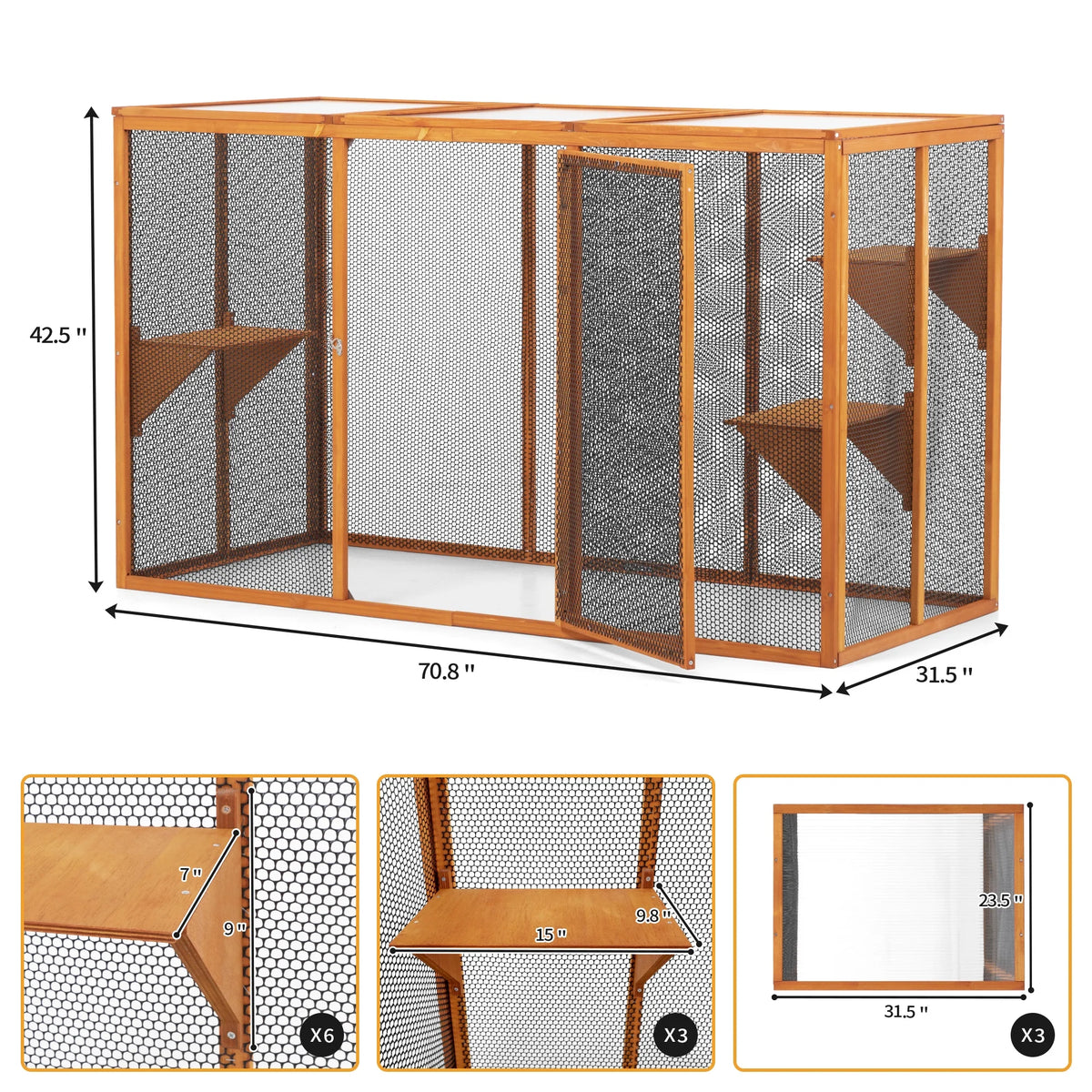 Wood Outdoor Cat House with Platforms F4894