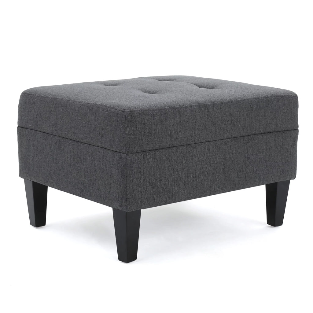 Dark Grey Tufted Fabric Ottoman Q791414