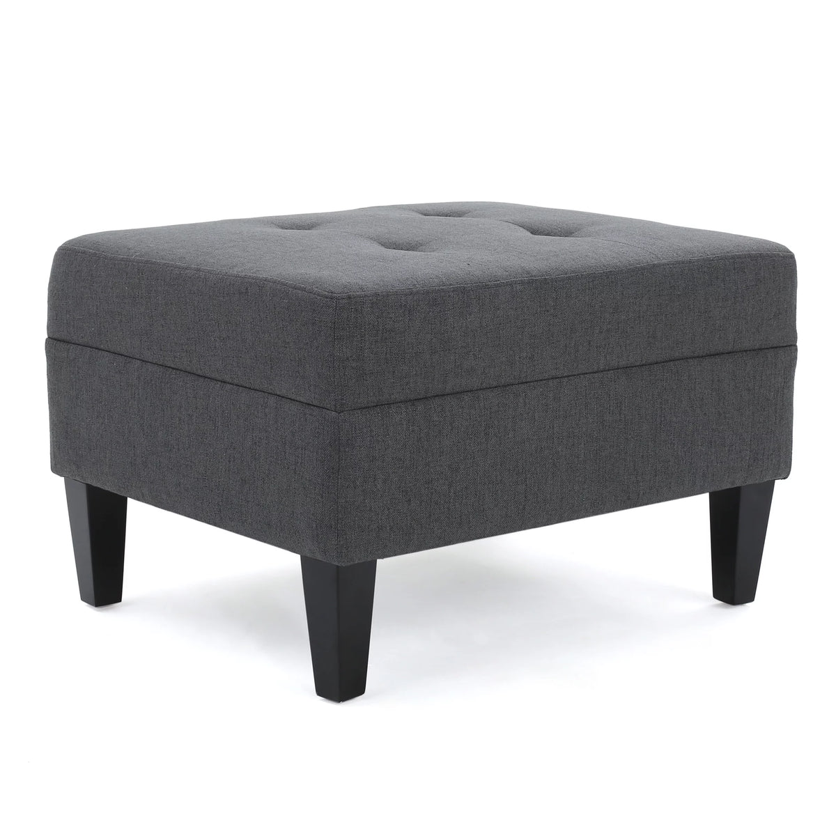 Dark Grey Tufted Fabric Ottoman Q791414
