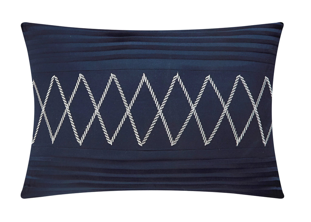 12-Piece Reversible Paisley Comforter Set Queen Navy Q358
