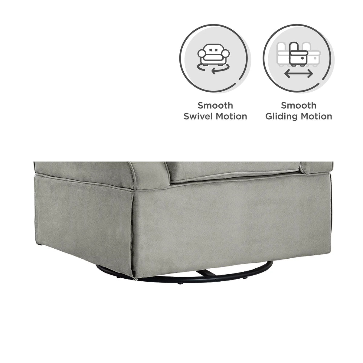Gray Microfiber Swivel Glider Chair & Ottoman Q150