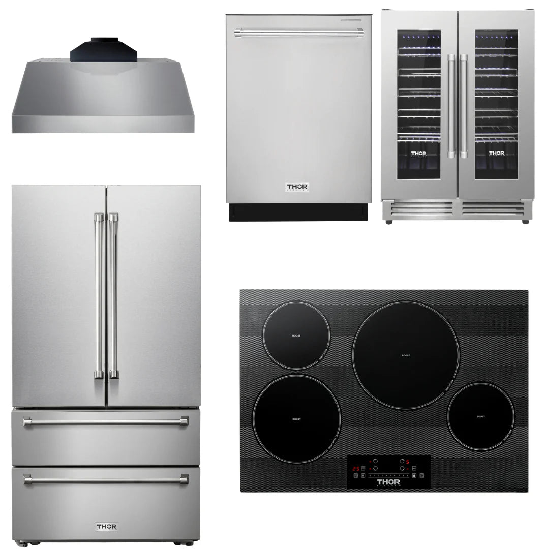 30 Induction Cooktop, Range Hood, Refrigerator, Dishwasher, Wine Cooler Q550