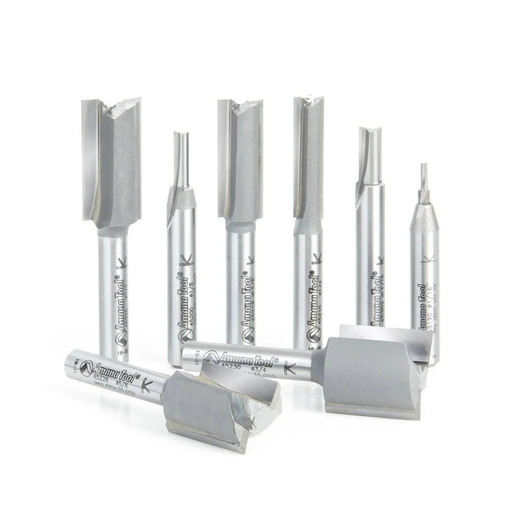 8 Pc Carbide Tipped Straight Plunge 1/4 inch Shank P443279