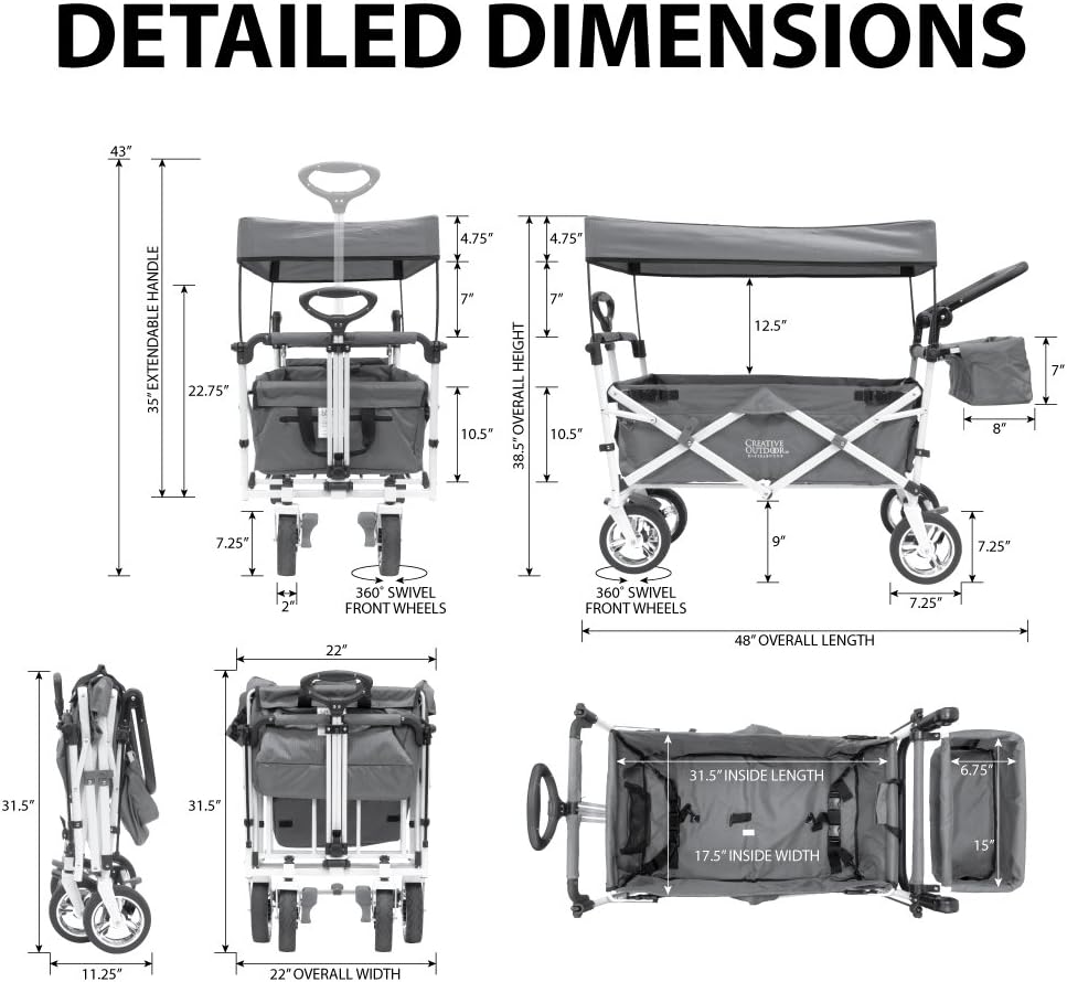 Collapsible Folding Wagon Cart with Sun & Rain Shade R46400
