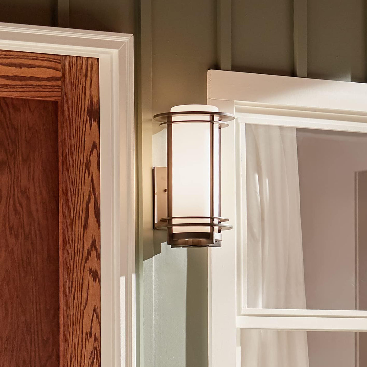 1 Light Outdoor Wall Light with Satin Etched Opal Glass in Architectural Bronze E83809