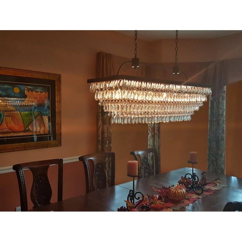 40 inch Rectangular Glass Drop Chandelier S293833