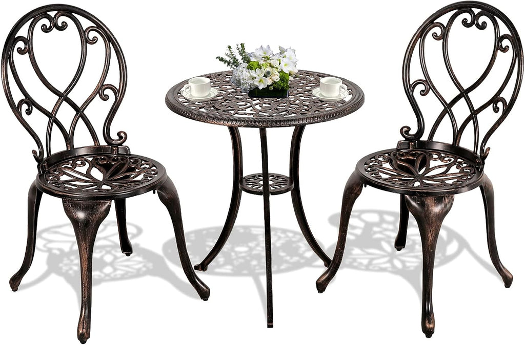 3 Piece Cast Aluminum Patio Bistro Set V612