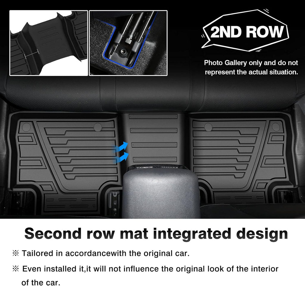 Car Floor Mats Custom Fit All-Weather TPE Front & Rear Row Full Set A22353