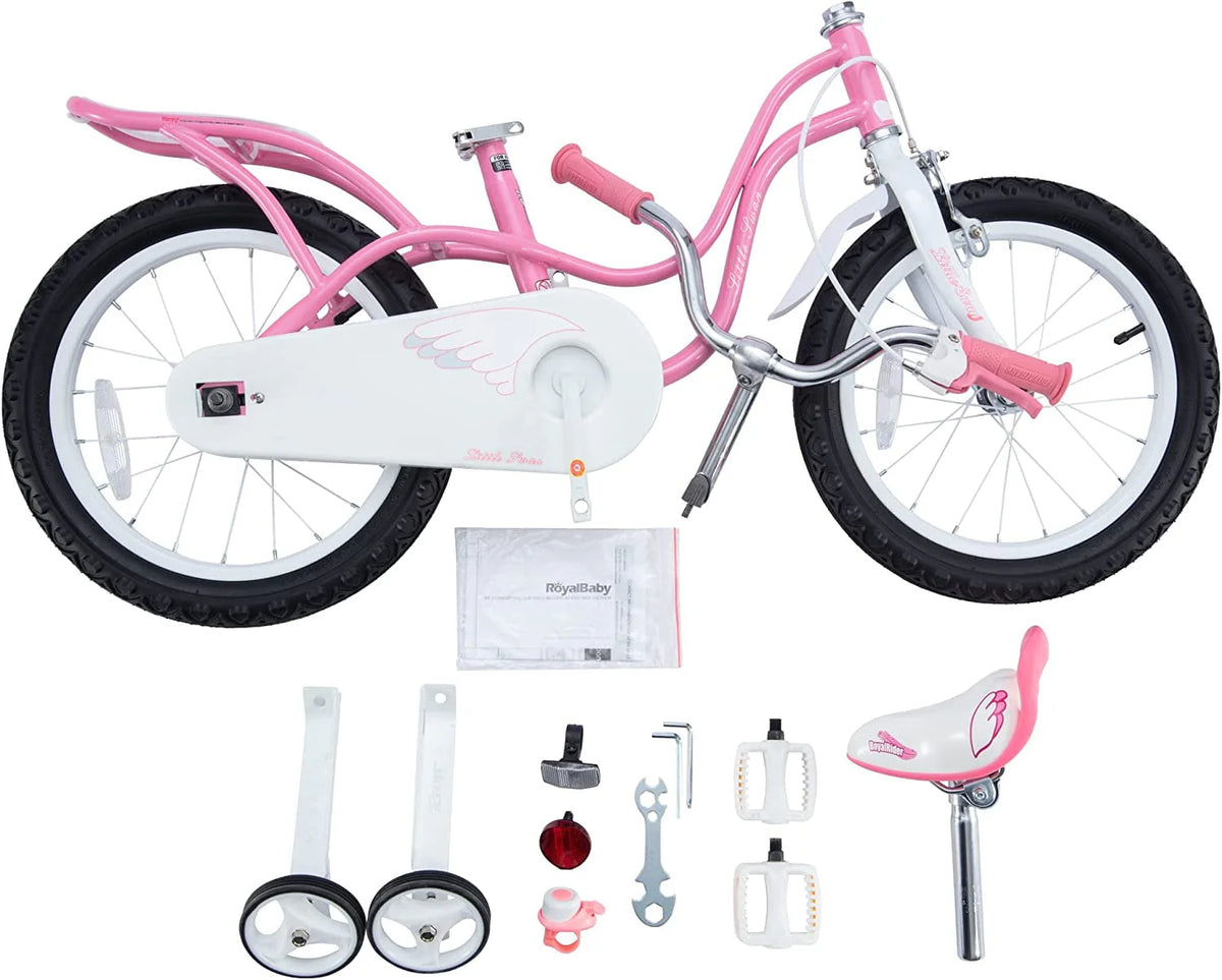 12 In. Beginner Bicycles with Training Wheels, Pink and White J637