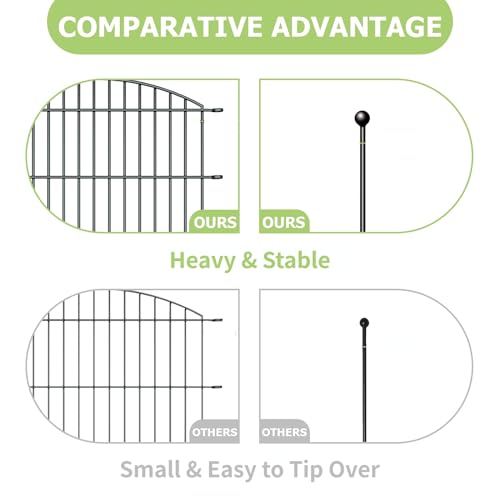 10 Panels Rustproof Metal Garden Fence with Ground Stakes O98122