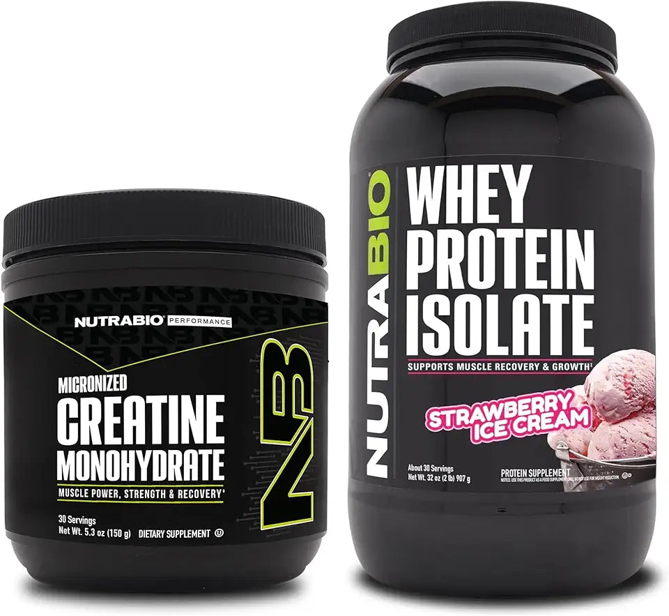 Unflavored Creatine Monohydrate and Strawberry Ice Cream Whey Protein Isolate Z810