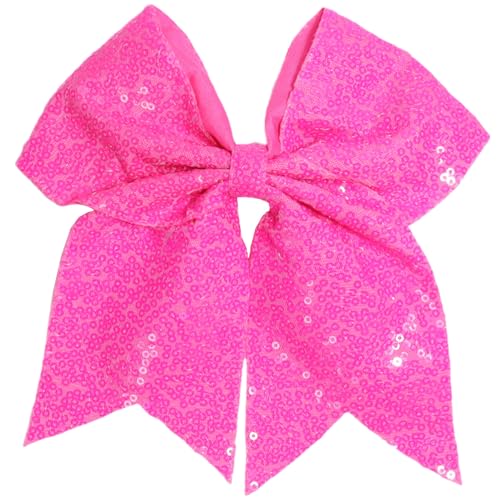 7 Inch Sequin Red Hair Bow Clips J4728