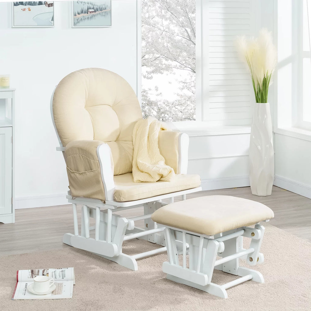 White Glider and Ottoman Set F34956