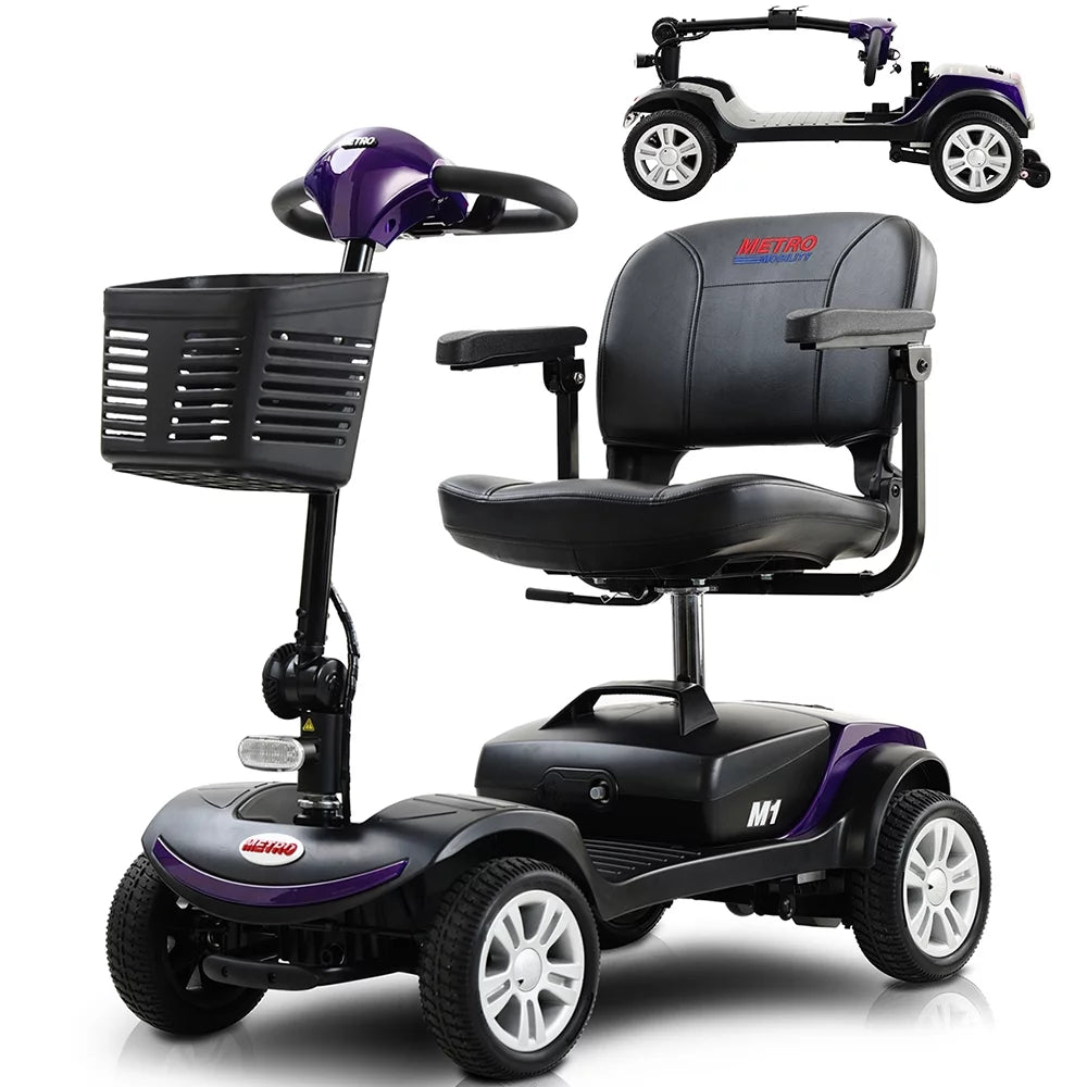 4 Wheel Purple Mobility Scooter with Detachable Basket O75716