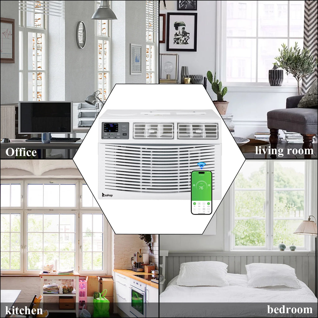 10,000 BTU 115V Window-Mounted Compact Air Conditioner with Remote Control, White E856