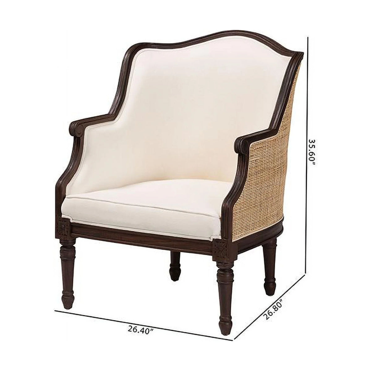 Beige Fabric and Dark Brown Wood Accent Chair W76739
