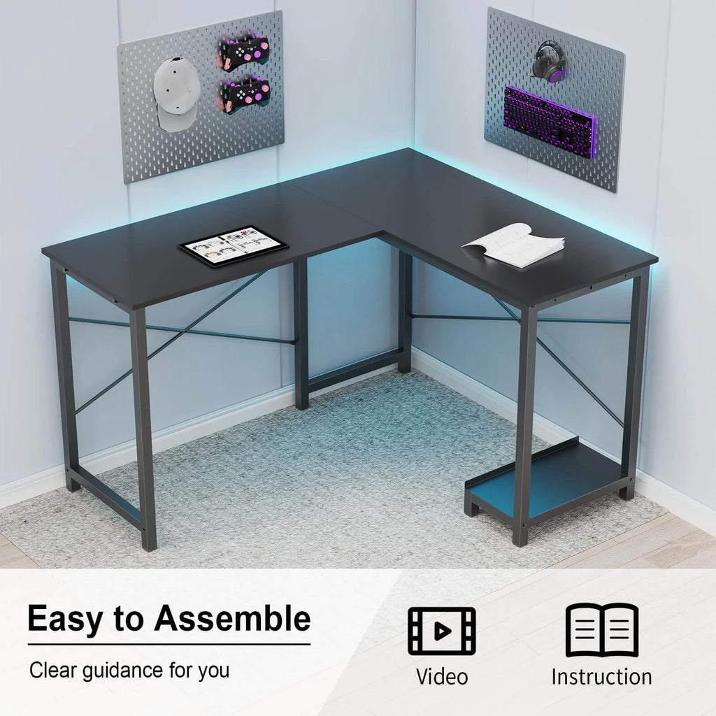 L Shaped Gaming Desk, Black T4753