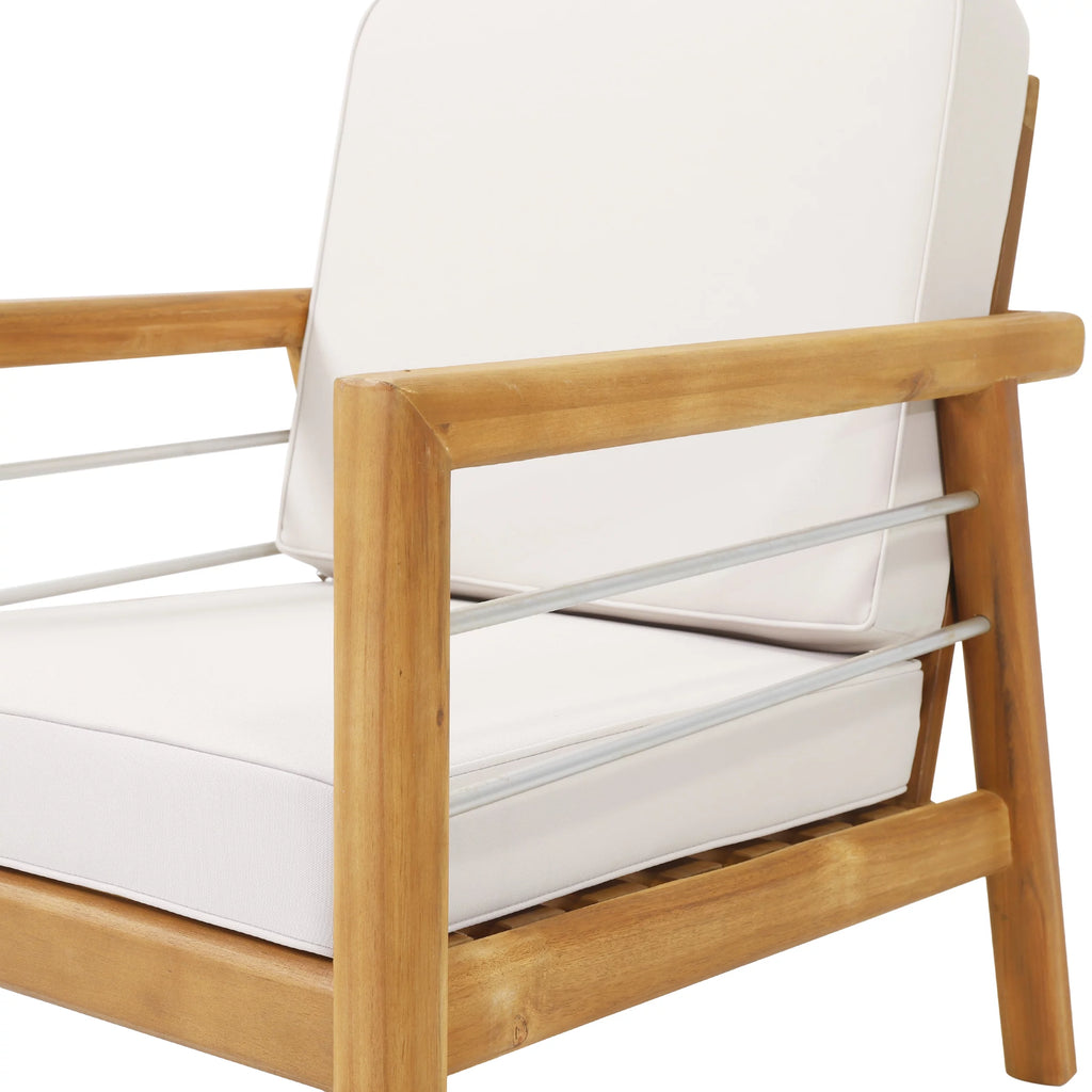 Acacia Wood Outdoor Club Chair with Cushions S8715