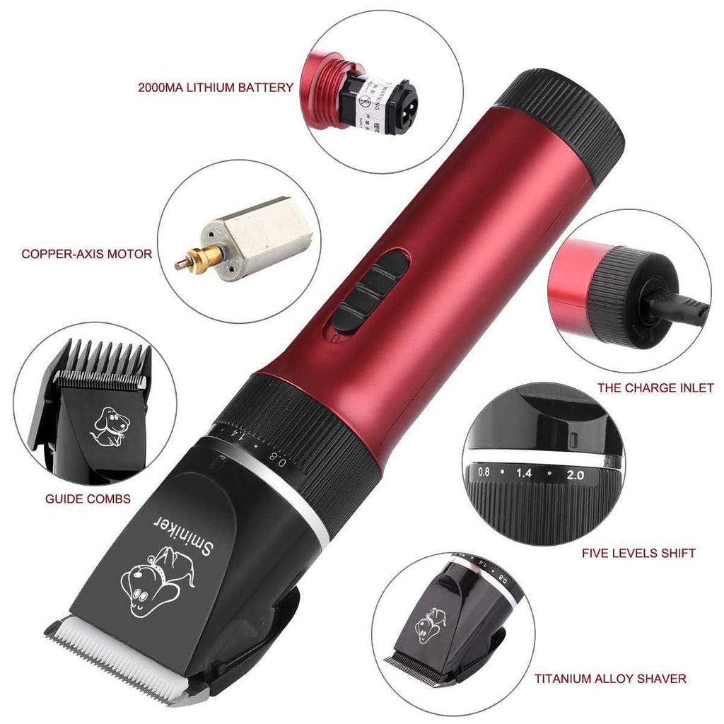 Rechargeable Cordless Low Noise Pet Clippers Grooming Kit with Storage Bag Y3535