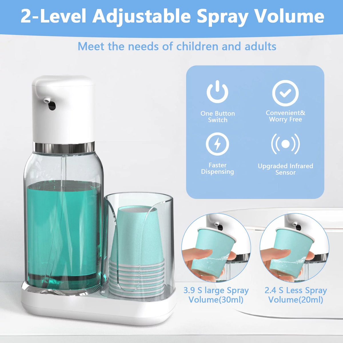 25oz Electric Mouthwash Dispenser with Cup Holder D124