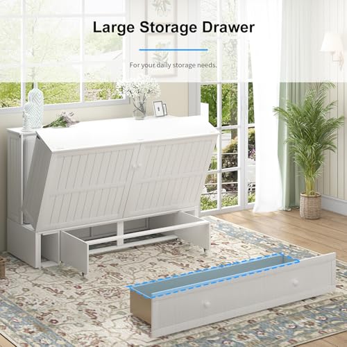 Queen Murphy Bed with Storage Drawers and Mattress V22744