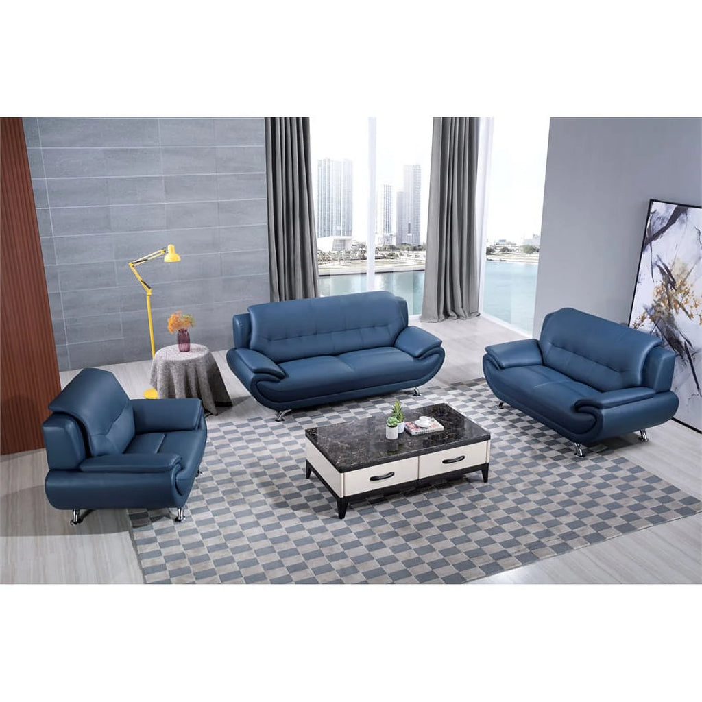 Blue Faux Leather Sofa H168