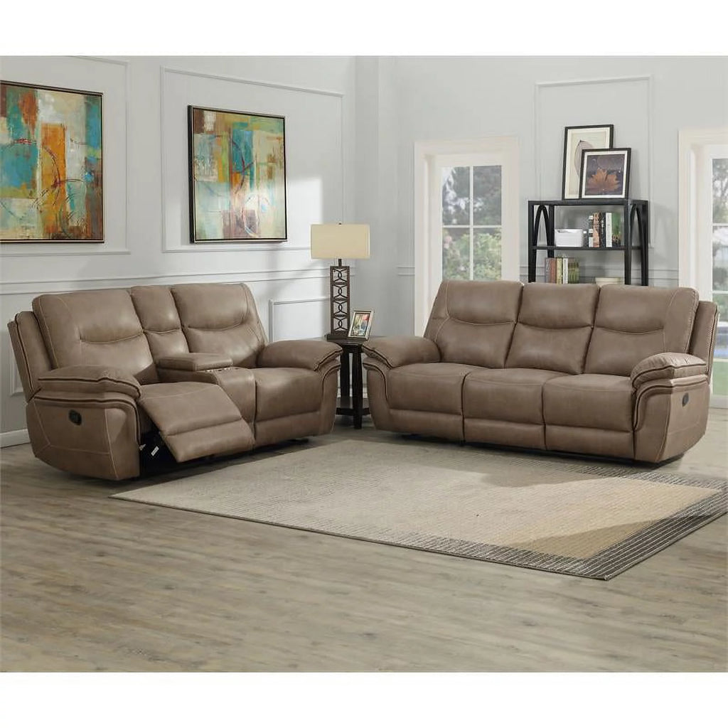 Sand Sofa and Loveseat Recliner 2-Piece Set D328