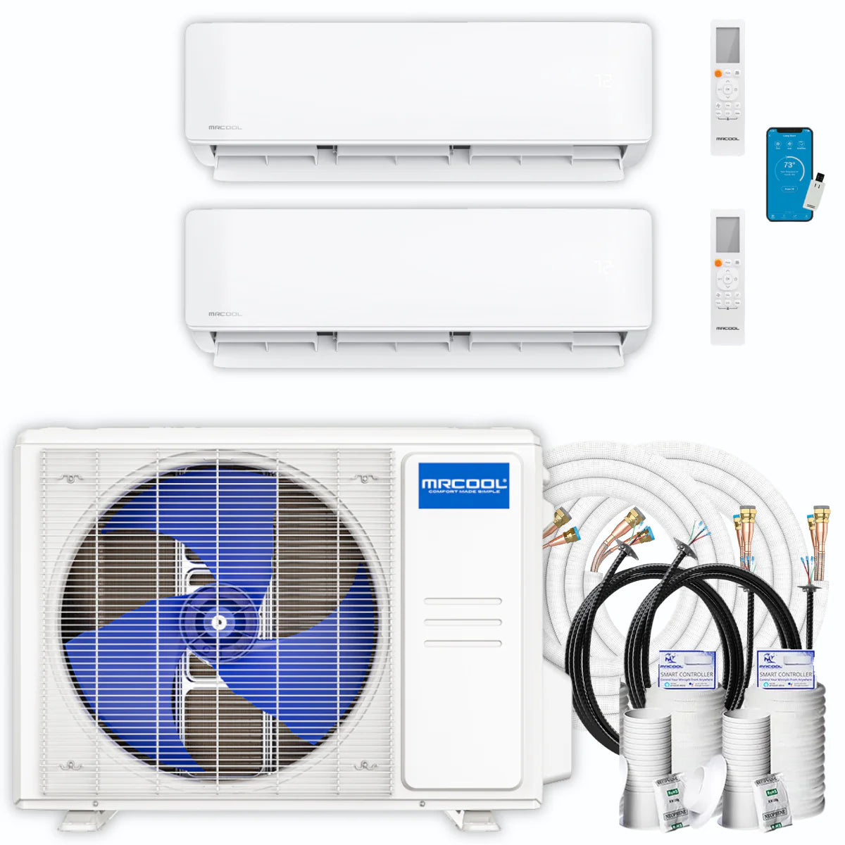 18,000 BTU 2 Zone Ductless Air Conditioner and Heat Pump with Install Kit S217