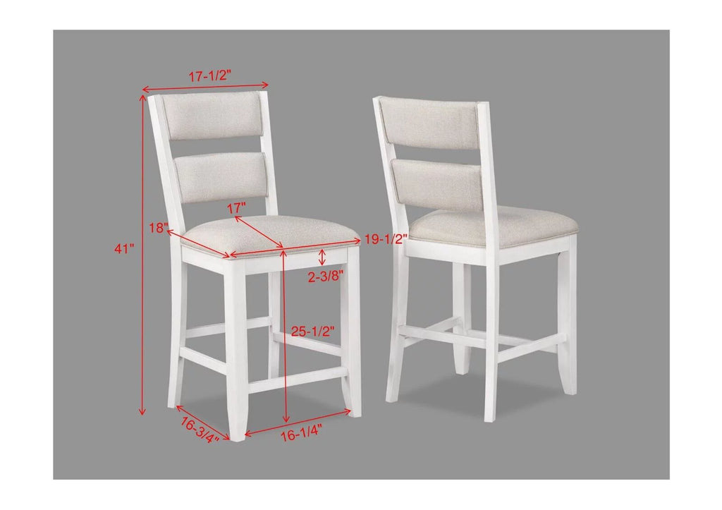 6pc Counter Height Bar Stools White Wooden Fabric R799460