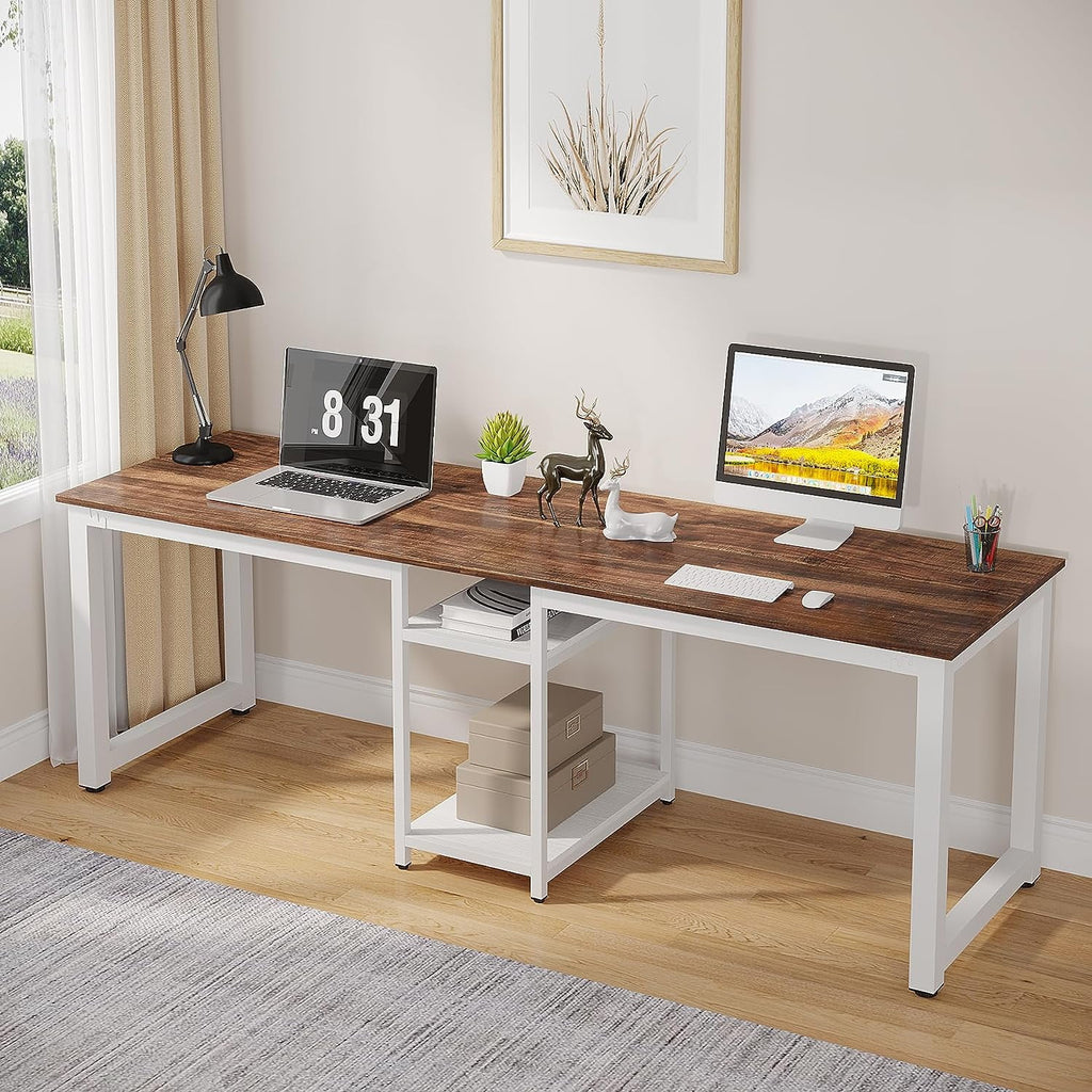 78" Two Person Computer Desk with Shelf Z329179