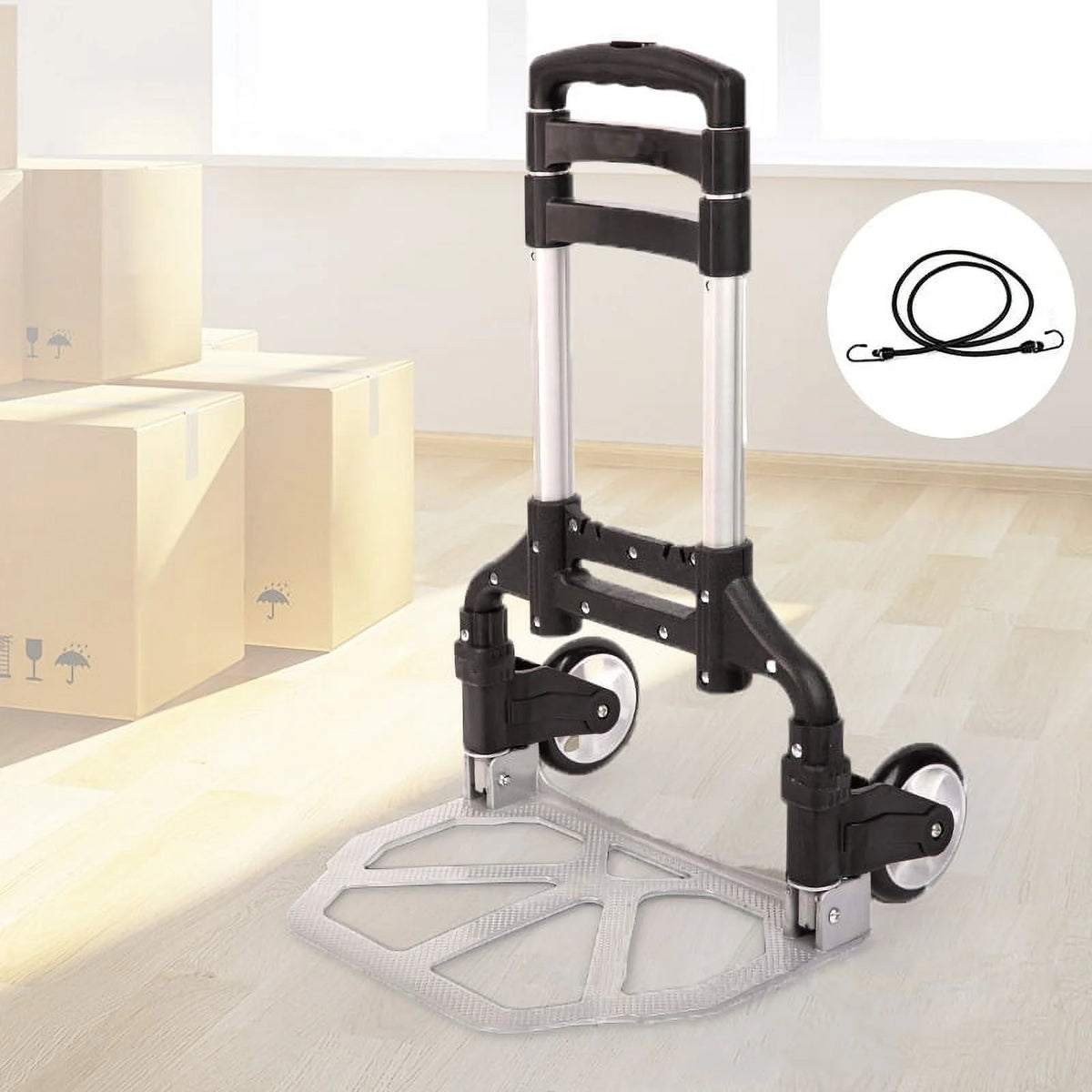 Folding Hand Truck 200 lb Capacity Aluminum Cart with 2 Wheels V3279