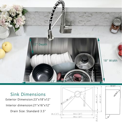 25 Inch Drop In 16 Gauge Stainless Steel Utility Sink with Faucet U72546