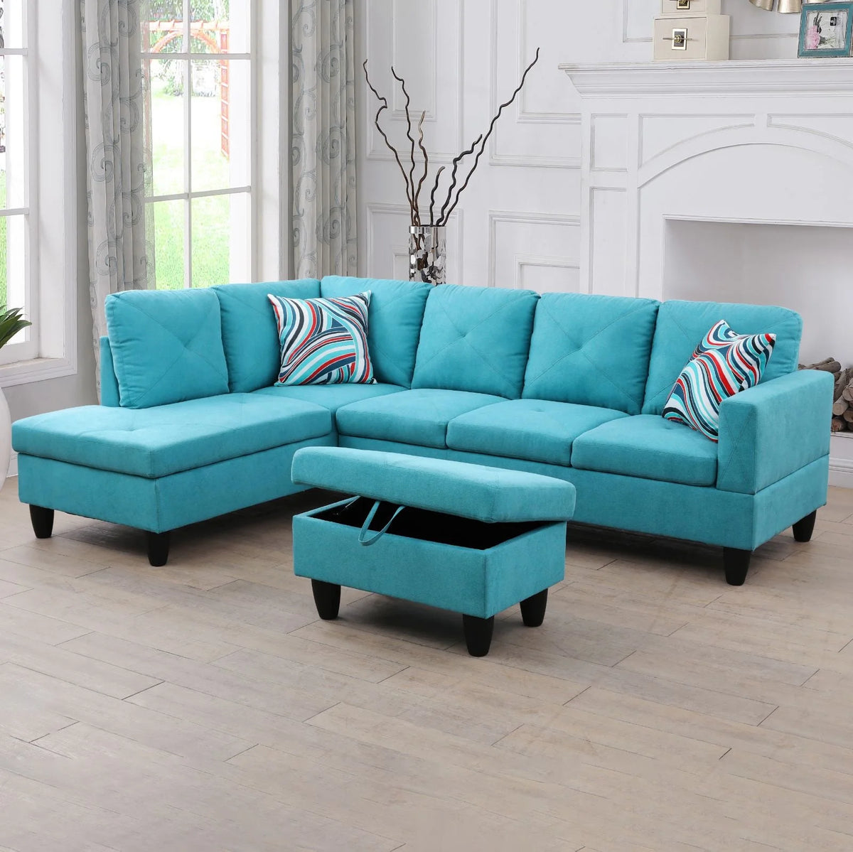 97" 3-Piece Sectional Sofa Set with Ottoman E816568