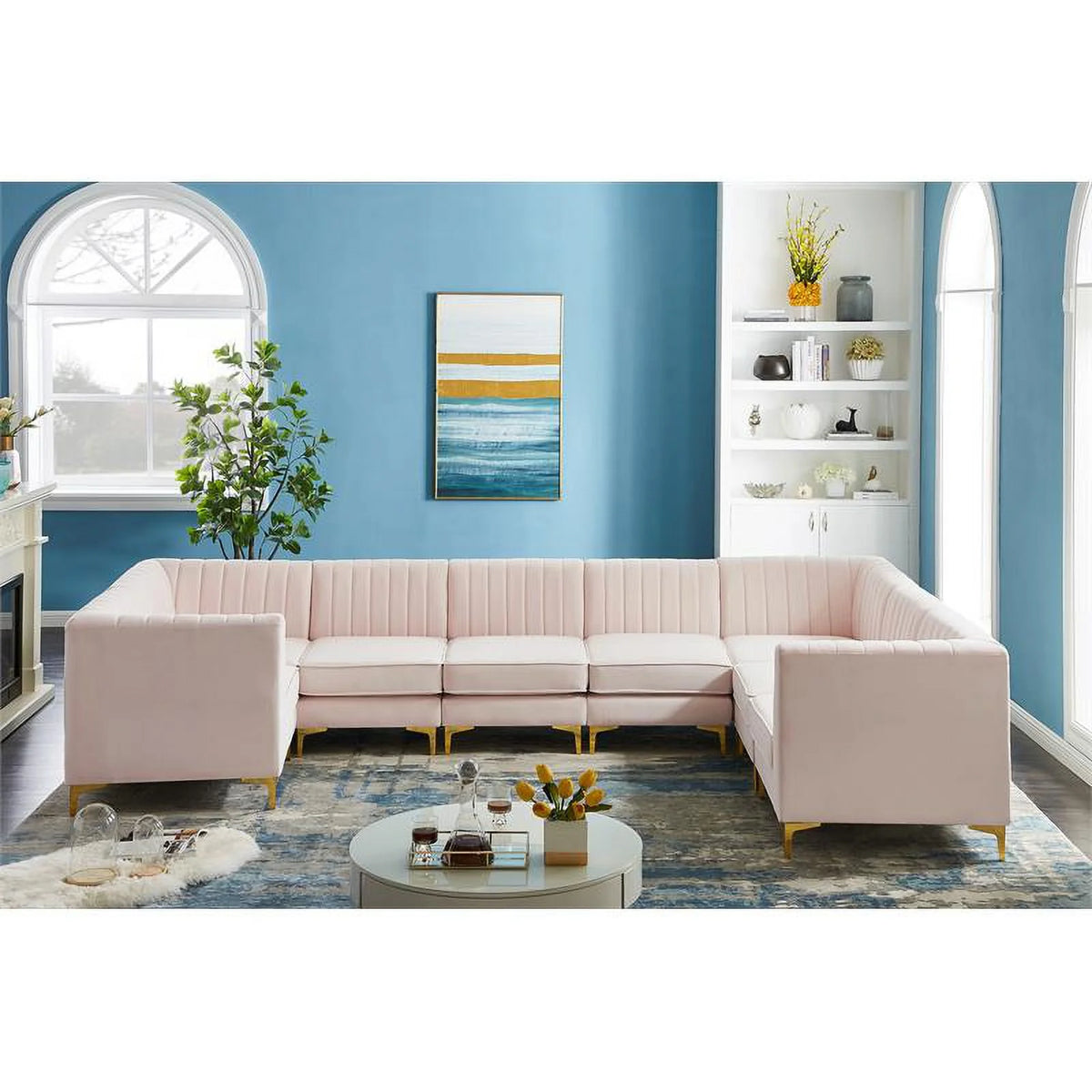 Pink Velvet Modular Sectional G80812