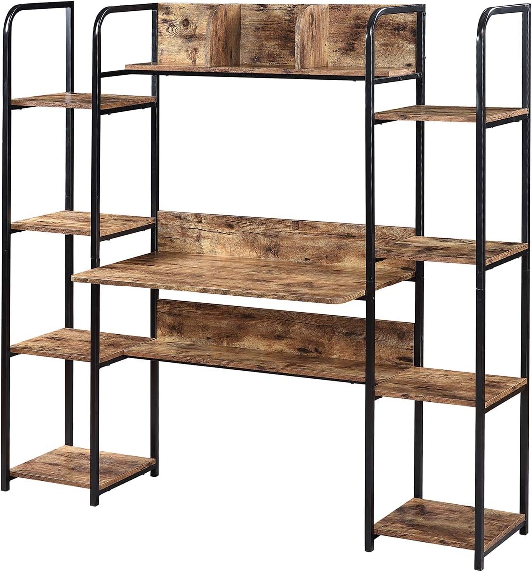 Brown Home Office Hutch and Double Bookcase A808997