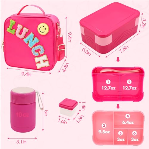 Leak-Proof 6 Compartment Bento Lunch Box Set with 10oz Thermo Food Jar and Lunch Bag W289087